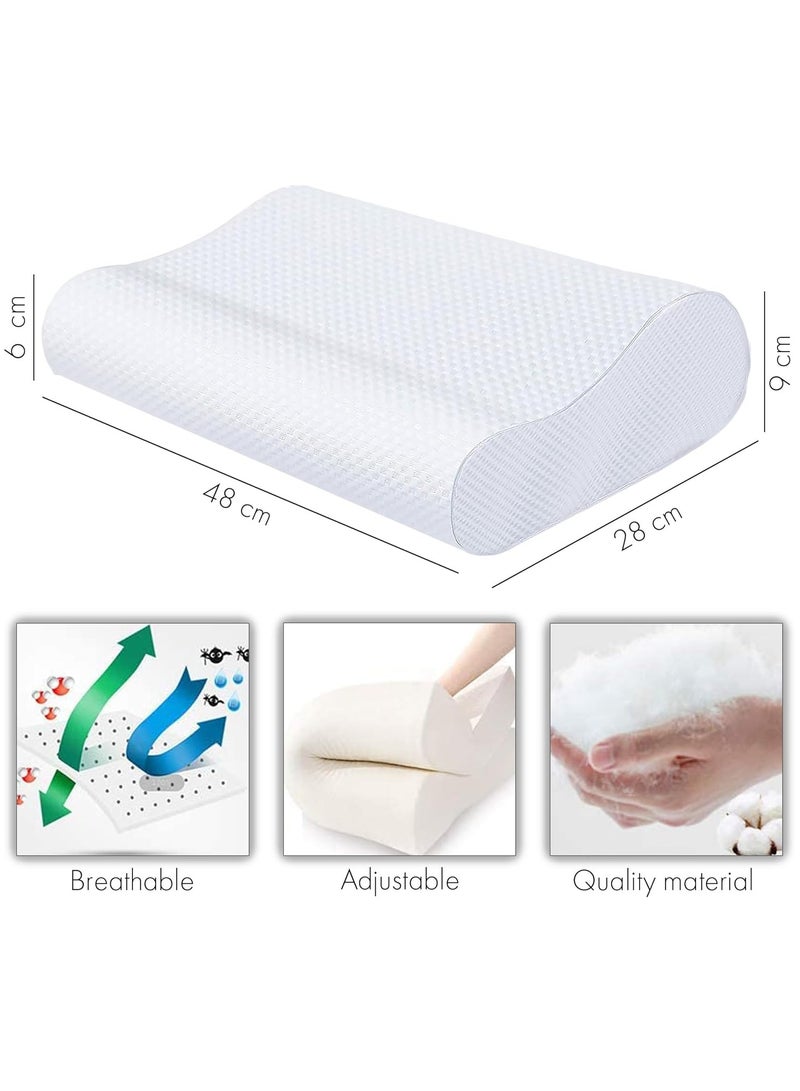 ELTRAZONE Home Memory Foam Pillows for Sleeping | Queen Size(48L X28W X9H CM) Orthopedic Pillow for Neck Pain | Contour Side Sleeper Pillows for Shoulder Pain Relief - (White), Firm - Image 2