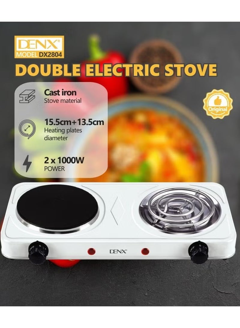 Denx Dual Hot Plate | Overheat protection | Cast Iron Heating Plate Portable Electric Hob with Temperature Control for Home, Camping & Caravan Cooking, Suitable For All Types Of Cookware 2000W - Image 3