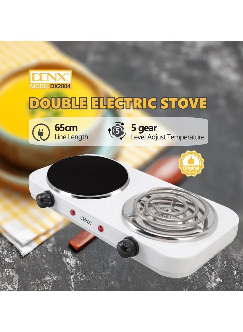 Denx Dual Hot Plate | Overheat protection | Cast Iron Heating Plate Portable Electric Hob with Temperature Control for Home, Camping & Caravan Cooking, Suitable For All Types Of Cookware 2000W - Image 1