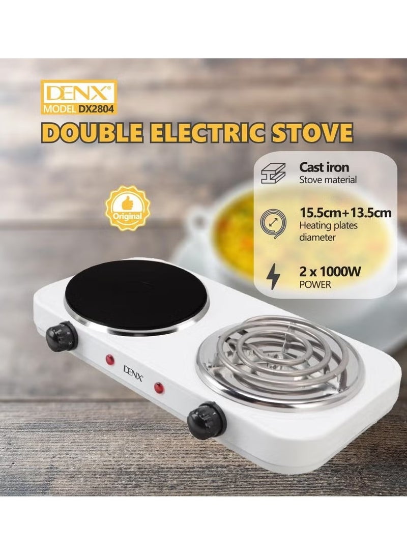 Denx Dual Hot Plate | Overheat protection | Cast Iron Heating Plate Portable Electric Hob with Temperature Control for Home, Camping & Caravan Cooking, Suitable For All Types Of Cookware 2000W - Image 2