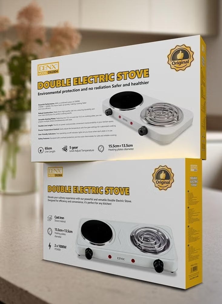 Denx Dual Hot Plate | Overheat protection | Cast Iron Heating Plate Portable Electric Hob with Temperature Control for Home, Camping & Caravan Cooking, Suitable For All Types Of Cookware 2000W - Image 4