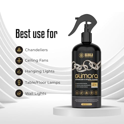 Harold Electricals Glimora Chandelier & Crystal Cleaner, 2X Shine Formula, 500ml, Rust Proof, Lavender Fragrance, Crystal Cleaner for Chandeliers, Wall Lights, Ceiling Fans, Hanging Lights, Pack of 1 - Image 4