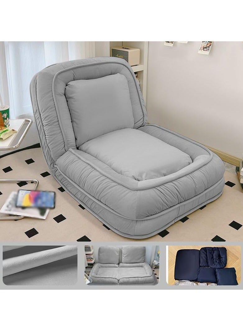 أريكة كسولة قابلة للطي وقابلة للتحويل مع تعديل على 5 مستويات، وحقيبة حبوب ناعمة مبطنة للبالغين - مثالية لغرفة النوم وغرفة المعيشة والمكتب - Image 1
