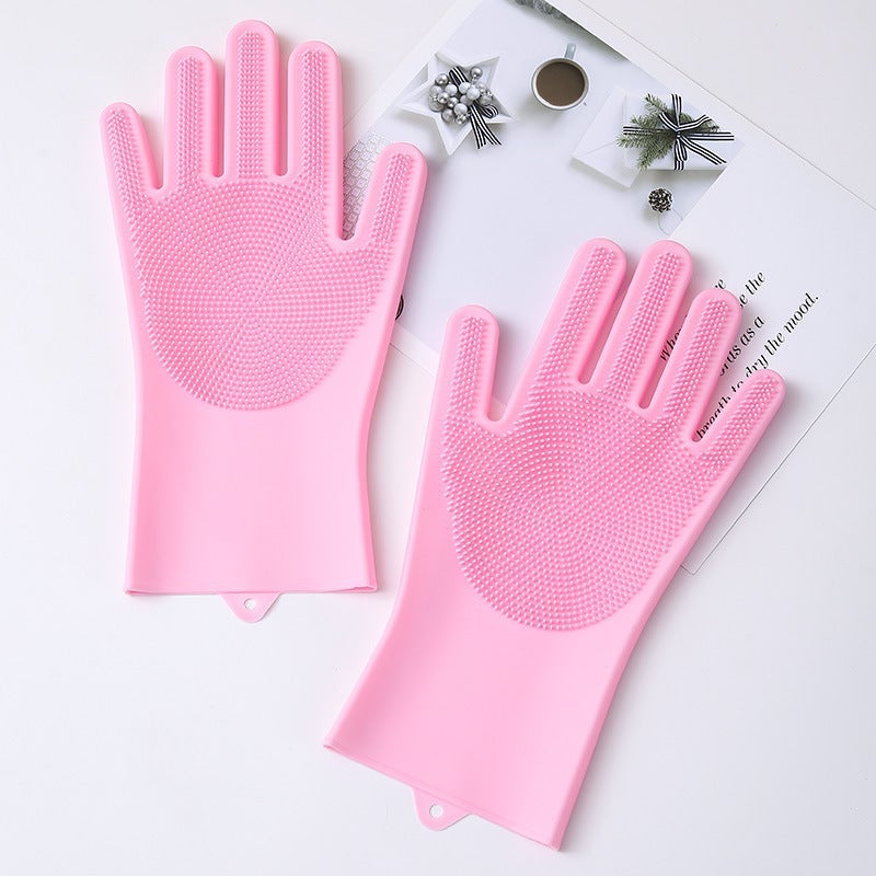 Silicone Thick Gloves for Multi-purpose Cleaning 120g pink