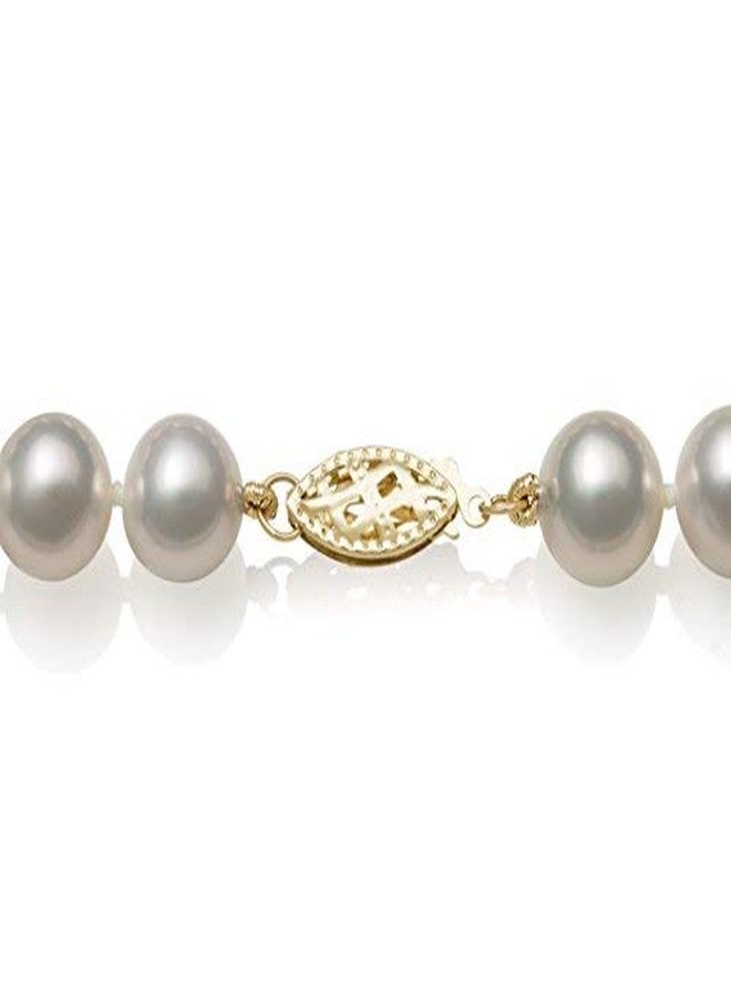 Belacqua AA Quality White Cultured Freshwater Pearl Bracelet in 14K Yellow Gold, Fishhook Clasp, Size- 5.0-6.0mm, Length- 7 Inches, Real Pearl Jewelry for Women, Gift Box Included - Image 2