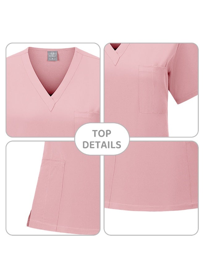 Loquat Womens Medical Scrubs Set Medical Uniform Set Pink - Image 5
