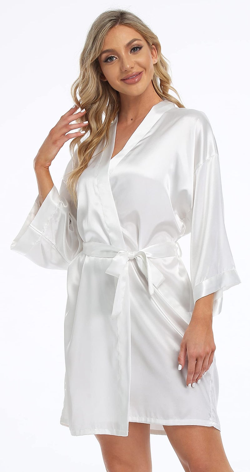PENGEE Women's Short Kimono Robe Soft Bride Bridesmaid Robes for Wedding Party Bridal Robes Getting Ready - Image 2