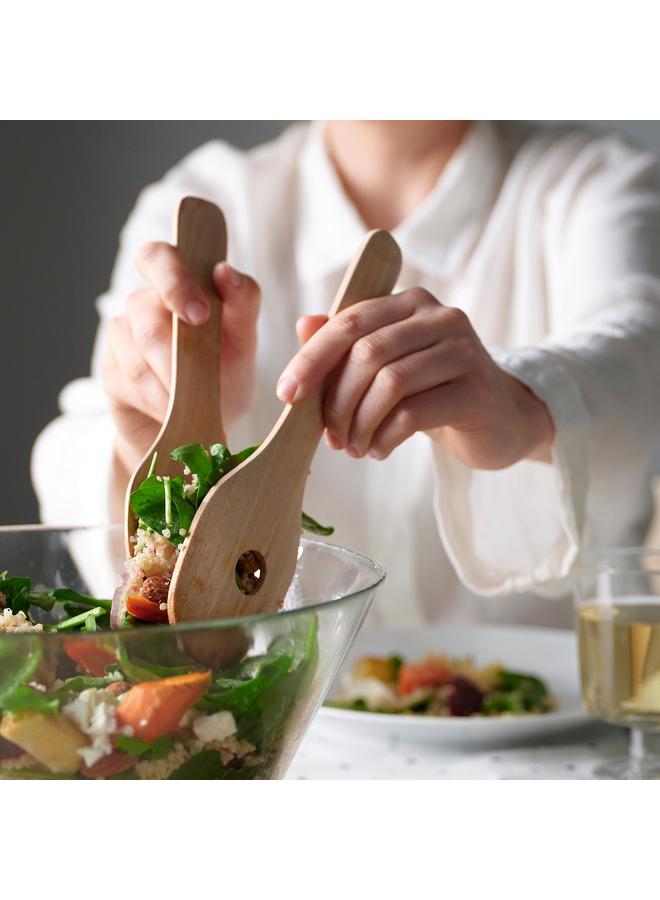 Zaboon 2-Piece Salad Servers Set, Solid Birch - Image 2