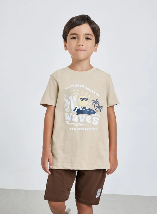 Styli Boys Graphic Print Short Sleeve Cotton T-Shirt