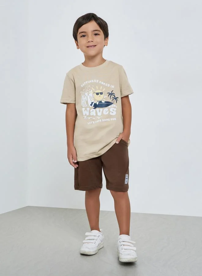 Styli Boys Graphic Print Short Sleeve Cotton T-Shirt