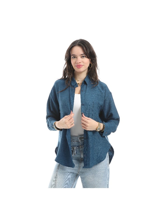 Master Jeans Classic Button-Down Shirt, Women's Long Sleeve, Relaxed Fit, Linen - Image 1