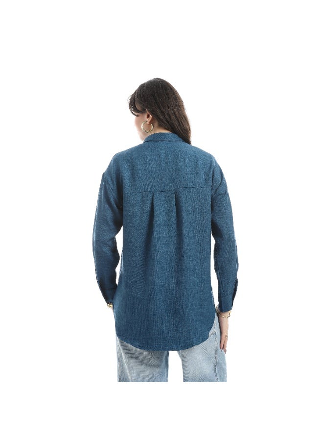 Master Jeans Classic Button-Down Shirt, Women's Long Sleeve, Relaxed Fit, Linen - Image 3