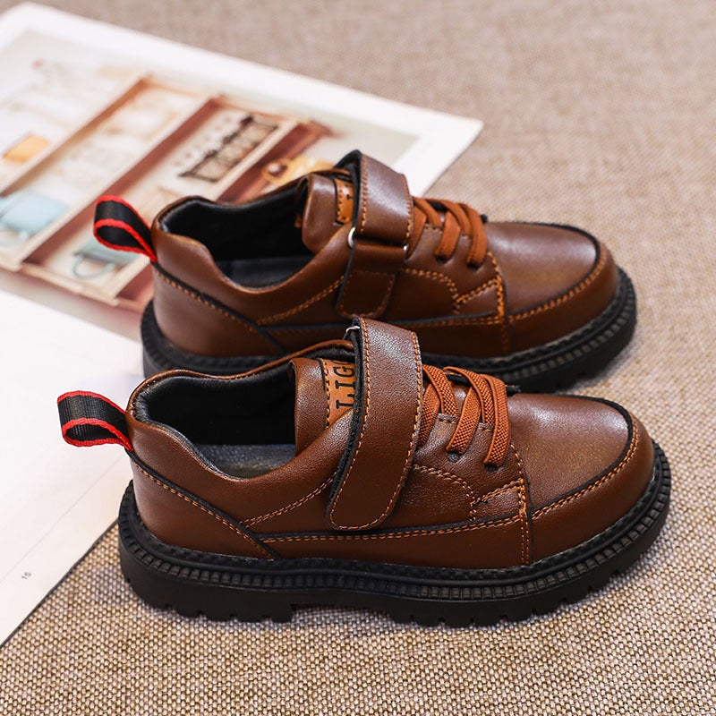 Boys' Leather Shoes Genuine Leather Black Spring & Fall Soft-Soled British Flats Primary School Boys Kidsren'S Performance Shoes - Image 3