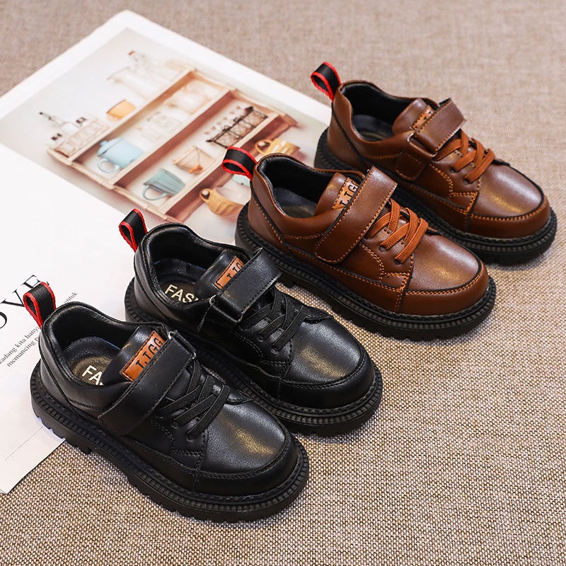 Boys' Leather Shoes Genuine Leather Black Spring & Fall Soft-Soled British Flats Primary School Boys Kidsren'S Performance Shoes - Image 2