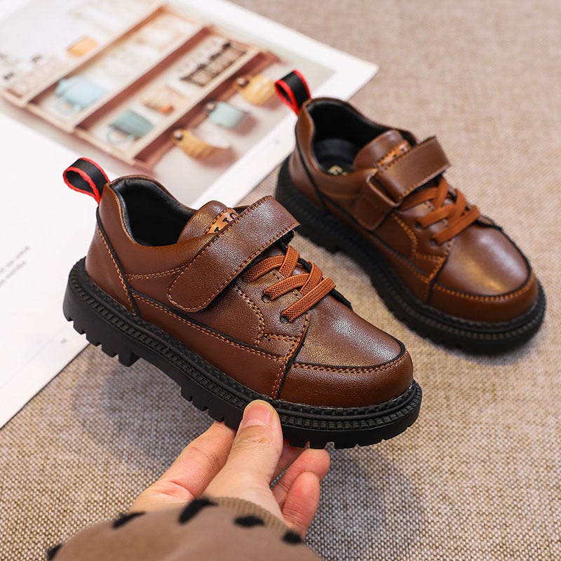 Boys' Leather Shoes Genuine Leather Black Spring & Fall Soft-Soled British Flats Primary School Boys Kidsren'S Performance Shoes - Image 5