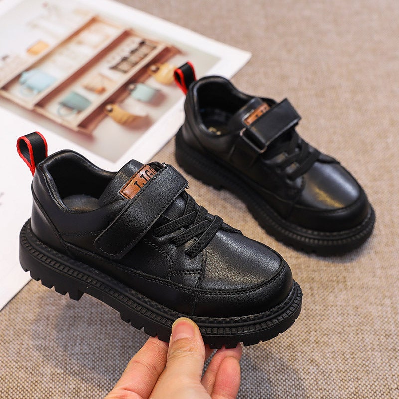 Boys' Leather Shoes Genuine Leather Black Spring & Fall Soft-Soled British Flats Primary School Boys Kidsren'S Performance Shoes - Image 4