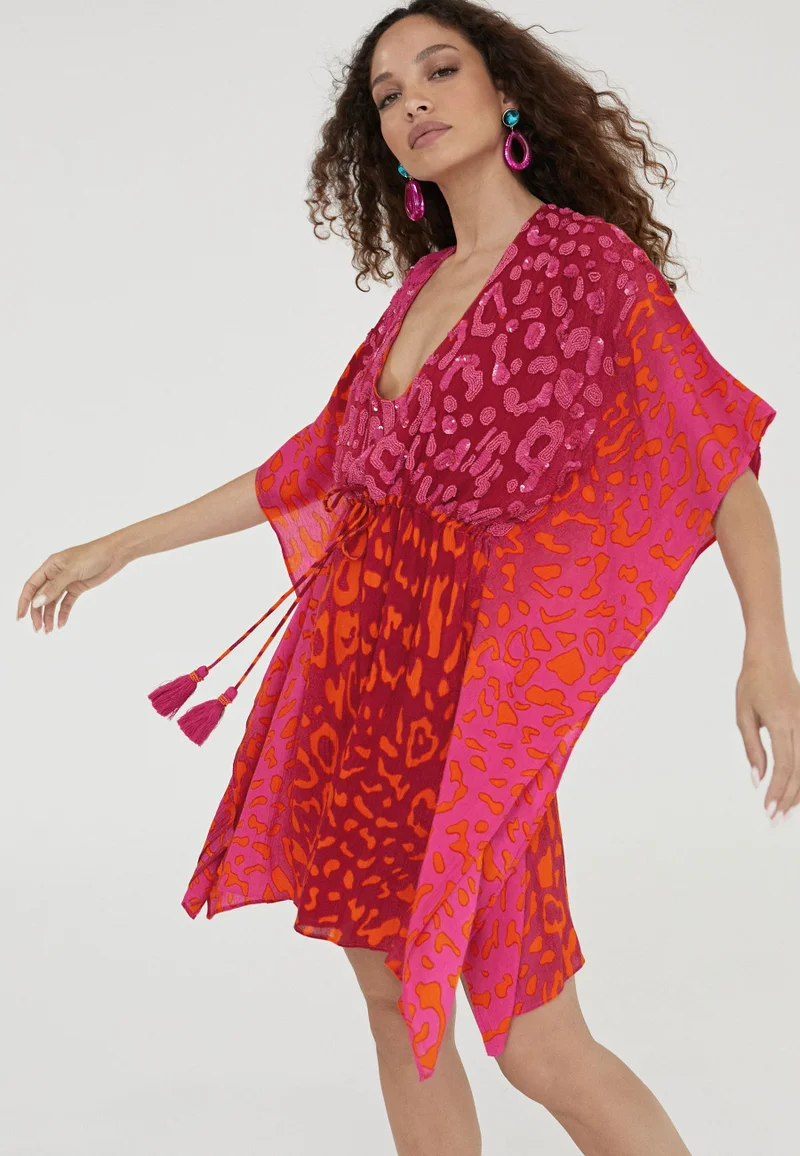 Lola Casademunt Short animal print caftan