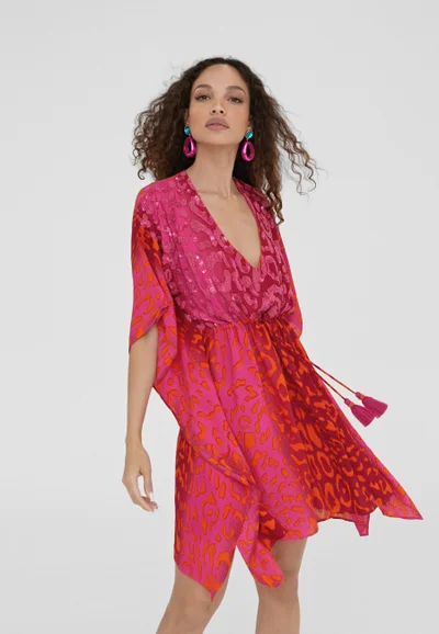 Lola Casademunt Short animal print caftan