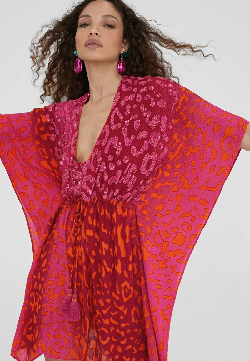 Lola Casademunt Short animal print caftan