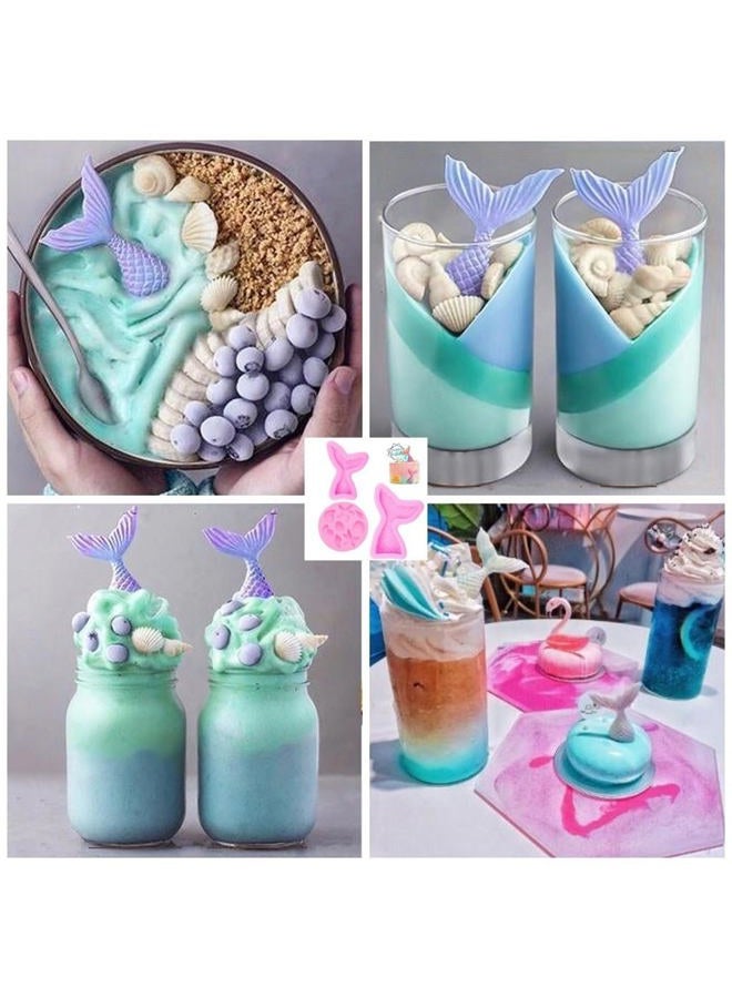 SUNKOOL Mermaid Theme Cake Mold,Mermaid,Seashell,Coral,Starfish Silicone Mold Cupcake Toppers Mold for Candy,Chocolate,Fondant,Polymer Clay,Crafting Projects & Cake Decoration - Image 5