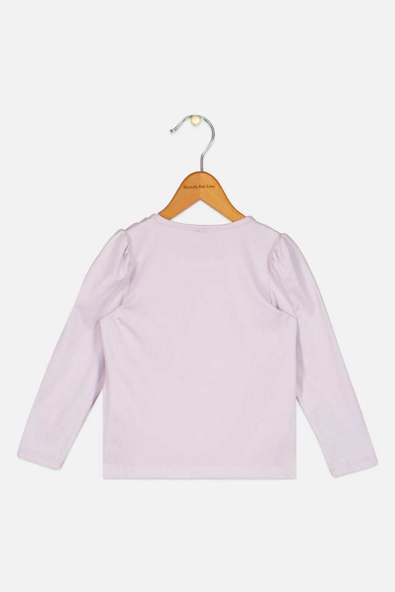 NAME IT Toddlers Girl Crew Neck Long Sleeve Graphic Print T-Shirt, Lilac - Image 2