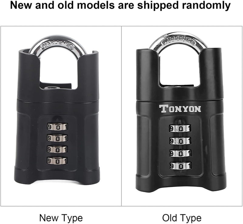 Anti-Theft Padlock，4 Digit Code Password Combination Lock Zinc Alloy Waterproof Security Suitcase Luggage Door Lock for Garage School Home Spare Key and Car Key