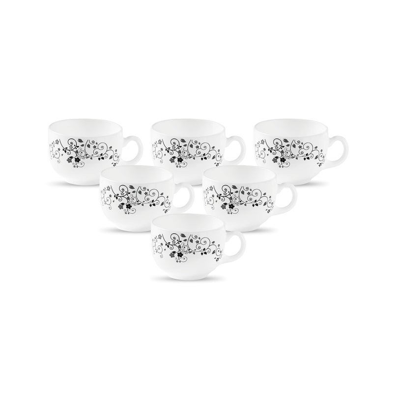 La Opala Diva, Opal Glass Crockery | Coffee Cup Iris, Set of 6 | Mystrio Black, 100 ml | for Tea & Coffee | Microwave Safe | 100% Vegetarian | Toughened Extra Strong | Super Light | Super White - Image 5