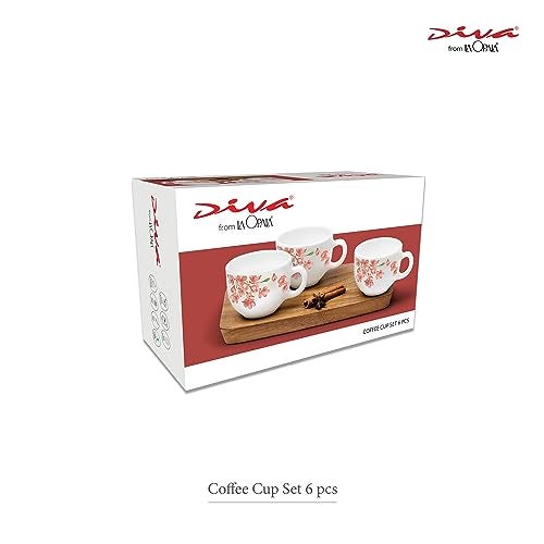 La Opala Diva, Opal Glass Crockery | Coffee Cup Iris, Set of 6 | Mystrio Black, 100 ml | for Tea & Coffee | Microwave Safe | 100% Vegetarian | Toughened Extra Strong | Super Light | Super White - Image 4