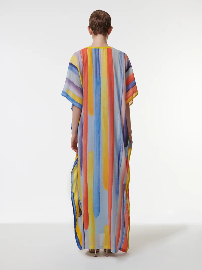 leem Brush Stroke Print Kaftan