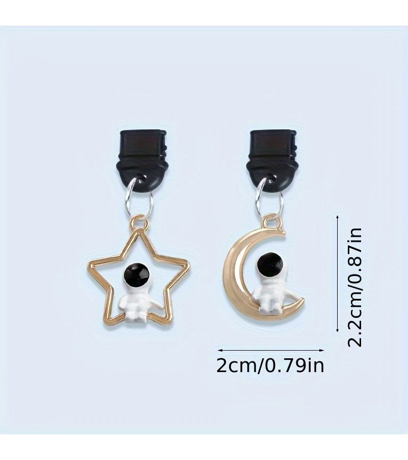 2 Pcs Star Moon Astronaut Dust Plug For iPhone Type C Cute Diy Pendant - Image 5