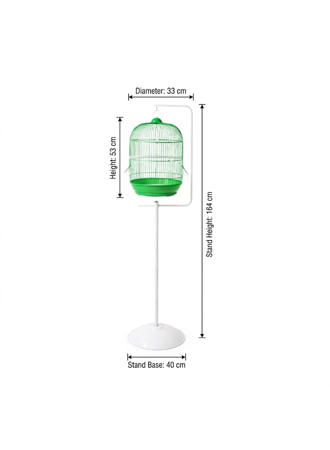 Dayang A309 Bird Cage with PED9910 Curved Stand Combo - Green & White - Image 2
