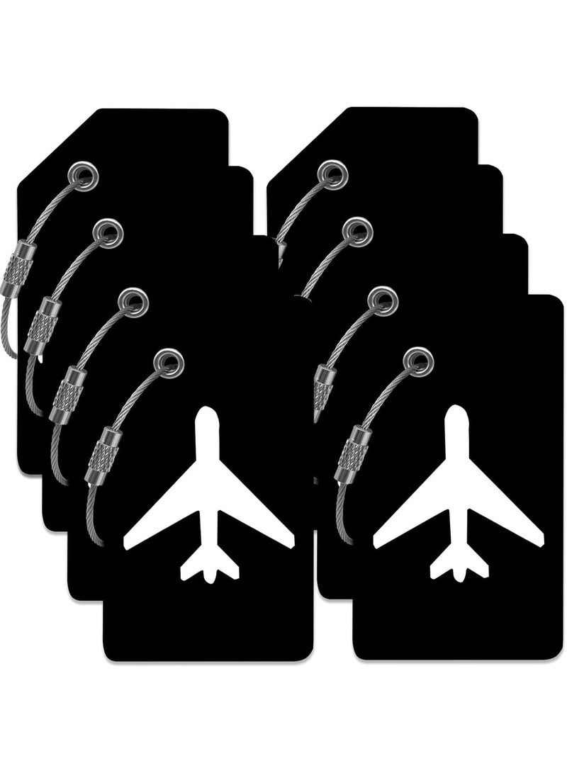 Lonimia 8 Pack Luggage Tags Silicone Luggage Suitcases Tags for Travel Luggage Name Tags Includes Name Cards with Partial Privacy Cover and Stainless Steel Loops for Secure Fastening (black)  - Image 1