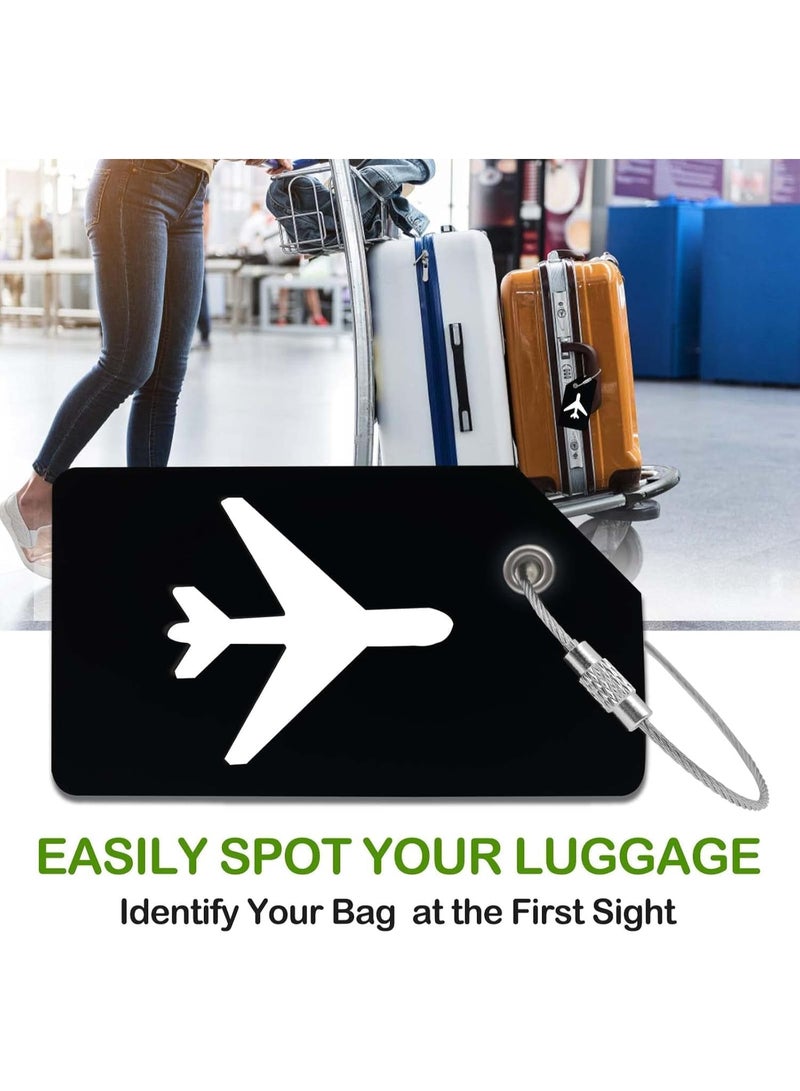 Lonimia 8 Pack Luggage Tags Silicone Luggage Suitcases Tags for Travel Luggage Name Tags Includes Name Cards with Partial Privacy Cover and Stainless Steel Loops for Secure Fastening (black)  - Image 3