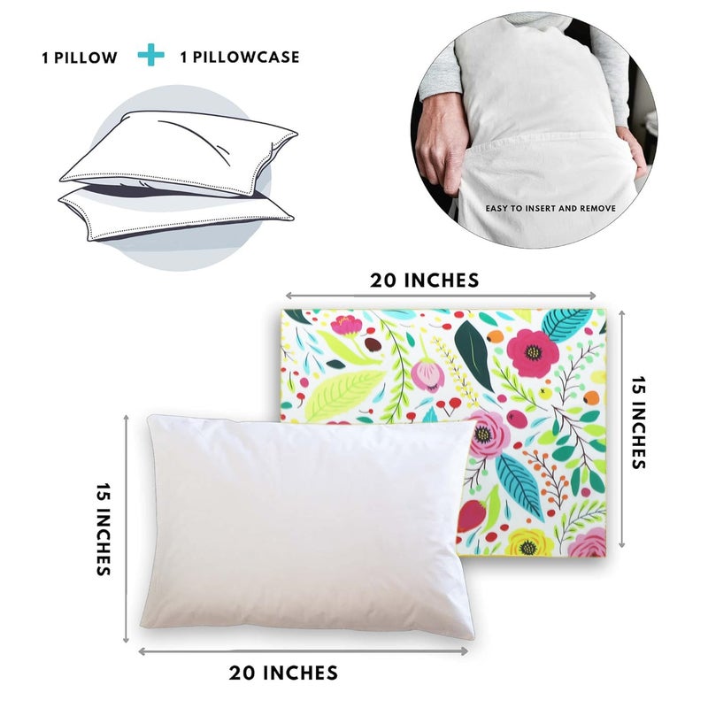 Kradyl Kroft KRADYL KROFT Toddler Pillow with 100% Cotton Removable Cover - 20 X 15 Inches | Children Pillows | Baby Pillows - Umame Floral  - Image 4