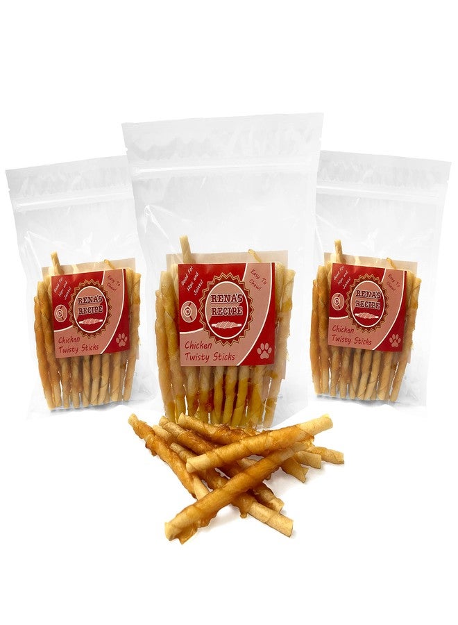 Rena's Recipe Chicken Twisty Sticks (8 oz) (Pack of 3) Rawhide Free Chicken Wrapped Soft Chews with Glucosamine for Joint Health - Image 1