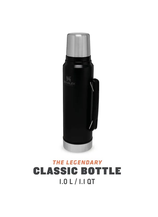 Stanley - Stanley Classic Legendary Vacuum Bottle 1L (1.1QT) Matte Black – BPA-Free Stainless Steel Thermos Flask with Leakproof Lid that Converts to Drinking Cup – Advanced Vacuum Insulation Keeps Drinks Hot or Cold for 24 Hours – Durable, Dishwasher Safe and Ideal for Outdoor & Everyday Use - Image 1