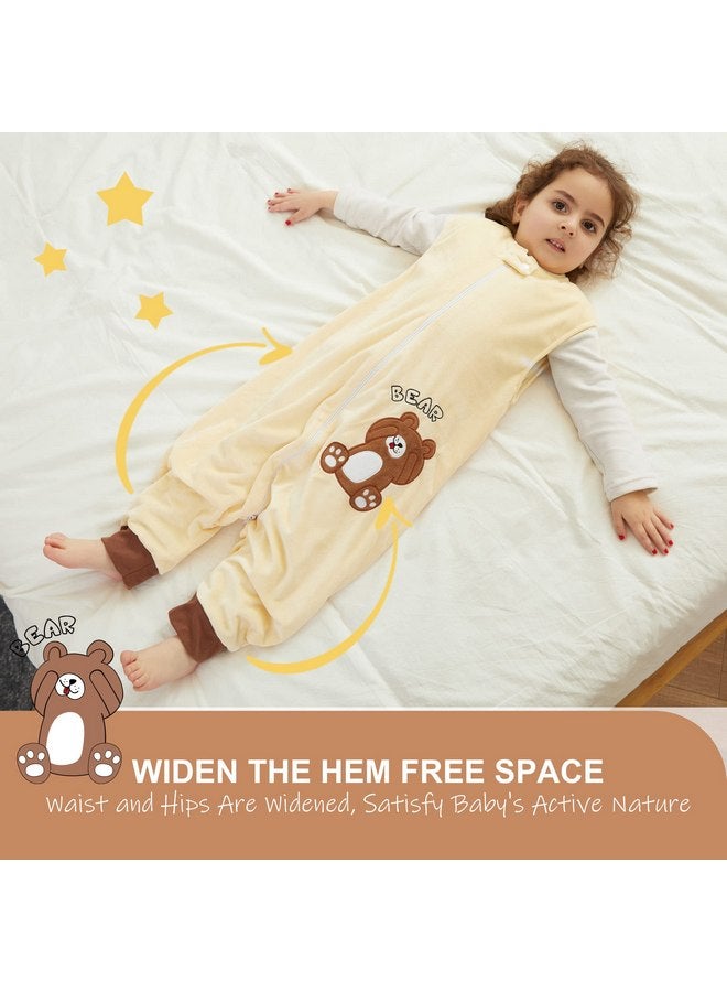 MICHLEY Kids Sleeveless Zipper Sleeping Bag, Autumn Winter Sleeping Sack Polyester Wearable Blankets for Boy Girl, Bear, S - Image 5