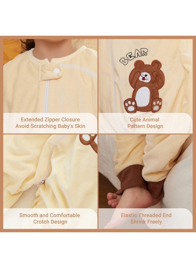 MICHLEY Kids Sleeveless Zipper Sleeping Bag, Autumn Winter Sleeping Sack Polyester Wearable Blankets for Boy Girl, Bear, S - Image 4