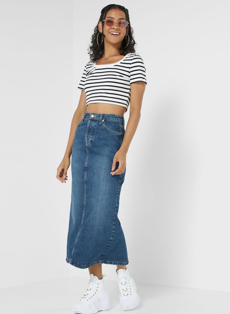 Ginger Soop Neck Stripe Cropped T-shirt - Image 4