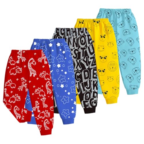 Kuchipoo Regular Fit Baby Boys and Baby Girls Mid Rise Pyjamas - Pack of 5 (Multicolor, 6-7 Years, PAJ-143) - Image 1