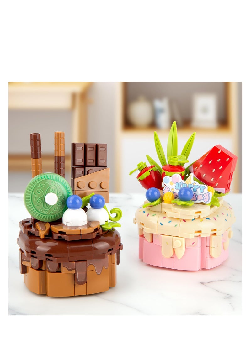 SYOSI Birthday Cake Building Sets Party Favors Friends Girls Gifts for 6+ Kids Classroom and Party 2 in 1 Building Blocks Set with Chocolate Strawberry 381Pieces - Image 5