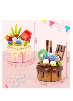 SYOSI Birthday Cake Building Sets Party Favors Friends Girls Gifts for 6+ Kids Classroom and Party 2 in 1 Building Blocks Set with Chocolate Strawberry 381Pieces  - Image 3