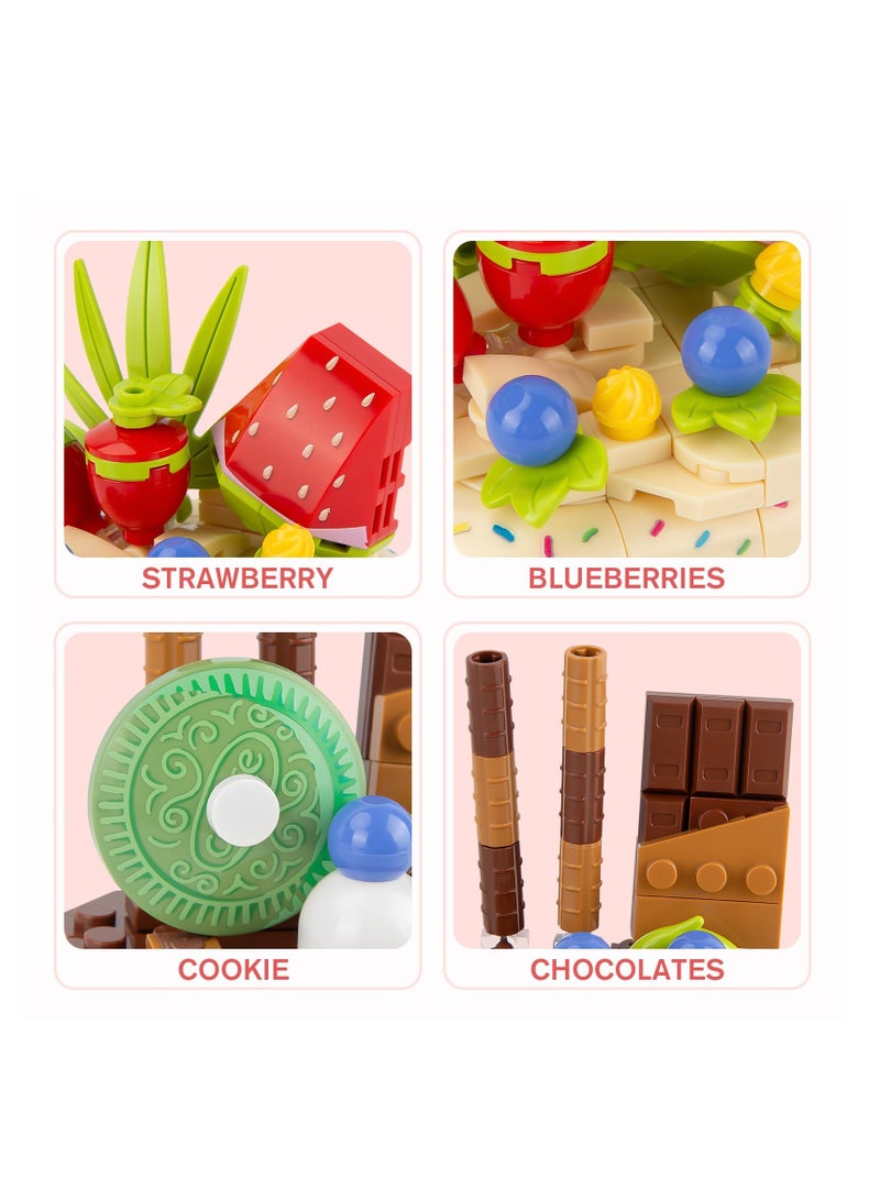 SYOSI Birthday Cake Building Sets Party Favors Friends Girls Gifts for 6+ Kids Classroom and Party 2 in 1 Building Blocks Set with Chocolate Strawberry 381Pieces - Image 2