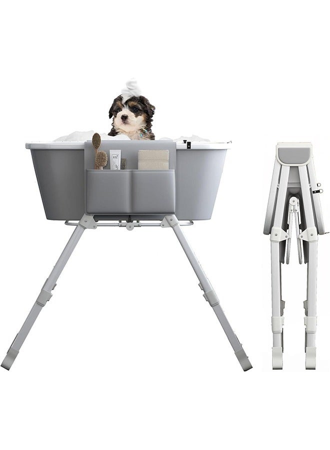 XiuWoo Pet Bathtub Dog Bathing Basin Collapsible Pet Bathing Stand Portable Dog Washing Station for Home Bathing - Image 2