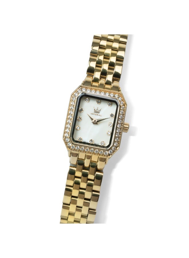 IMPERIAL Women's IPG Stainless Steel Watch, Champagne MOP Dial, Y121 Movement, Butterfly Clasp, 3ATM Watch for Women | IMP.GZ8692L9020 - Image 2