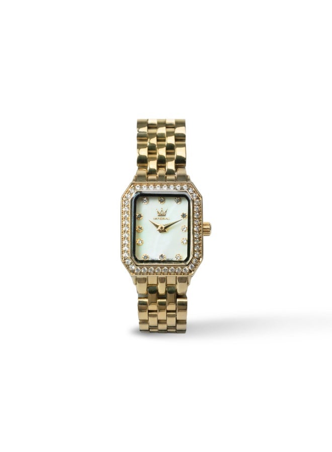 IMPERIAL Women's IPG Stainless Steel Watch, Champagne MOP Dial, Y121 Movement, Butterfly Clasp, 3ATM Watch for Women | IMP.GZ8692L9020 - Image 1