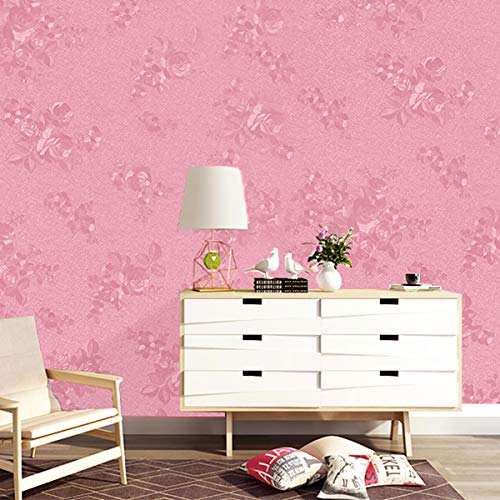 wolpin DIY Self Adhesive PVC Decal Flower Rose Wall Stickers Wallpaper (45 x 300 CM, Blush Pink) | Home Decoration for Living Room Hall Bedroom | Easy Peel & Stick Décor Paper - Image 2