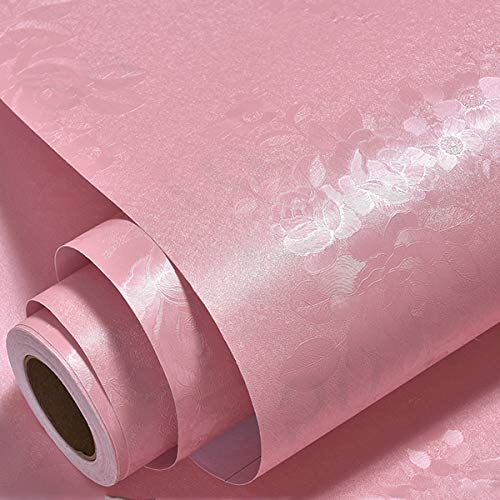 wolpin DIY Self Adhesive PVC Decal Flower Rose Wall Stickers Wallpaper (45 x 300 CM, Blush Pink) | Home Decoration for Living Room Hall Bedroom | Easy Peel & Stick Décor Paper - Image 1