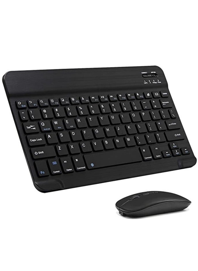 Arabic and English Bluetooth Keyboard and Mouse Combo, Ultra-Slim Portable Compact Wireless Mouse Keyboard Set for IOS Android Windows Tablet Phone iPhone iPad Pro Air Mini (Black) - Image 1