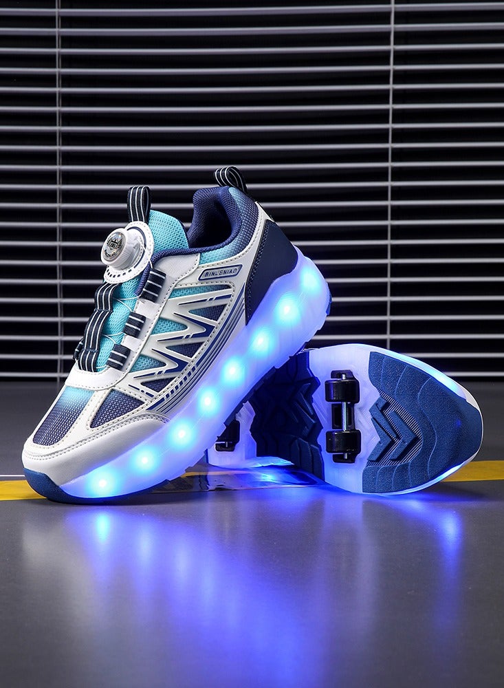 Generic Roller Skates 4 Wheels Shoes for Kids New Upgrade Skates Sneakers LED Light Up Rechargeable Sport Sneaker for Boys Girls Beginner More Balanced  - Image 3